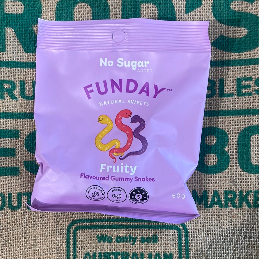 Gummy Snakes - Funday No Sugar Lollies 50g
