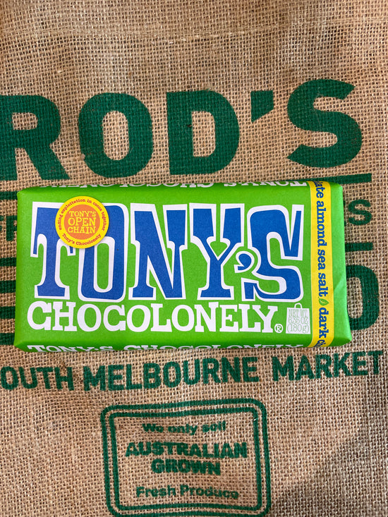 Chocolate- Tony's Dark Chocolate Almond & Sea Salt 180g