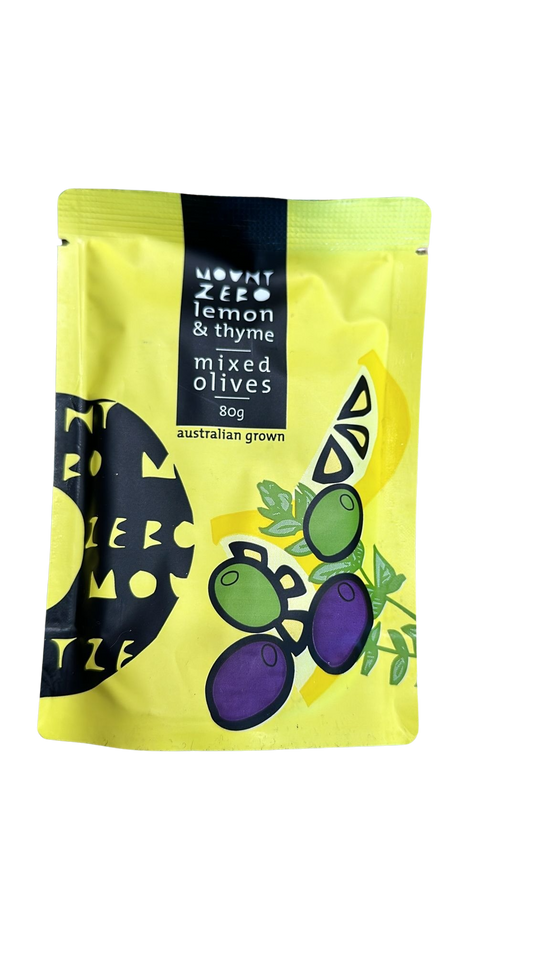 Olives-Mount Zero 80g Mix olives (pouch) Lemon & Thyme