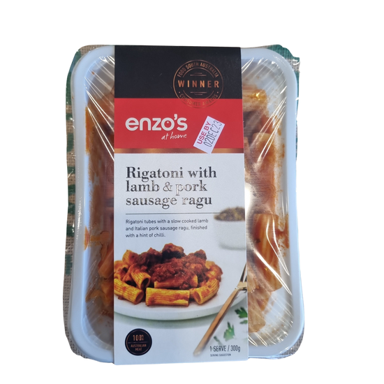Pasta-Rigatoni with Lamb & Pork sausage ragu 300g