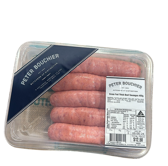 Peter Bouchier-Grass Fed Beef thick sausages 480g