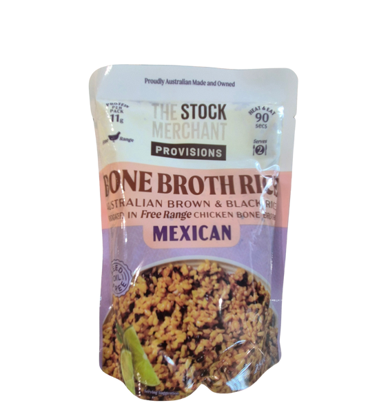 Rice- Mexican chicken Bone Broth, Microwave Pouch 100g ( The stock Merchant)