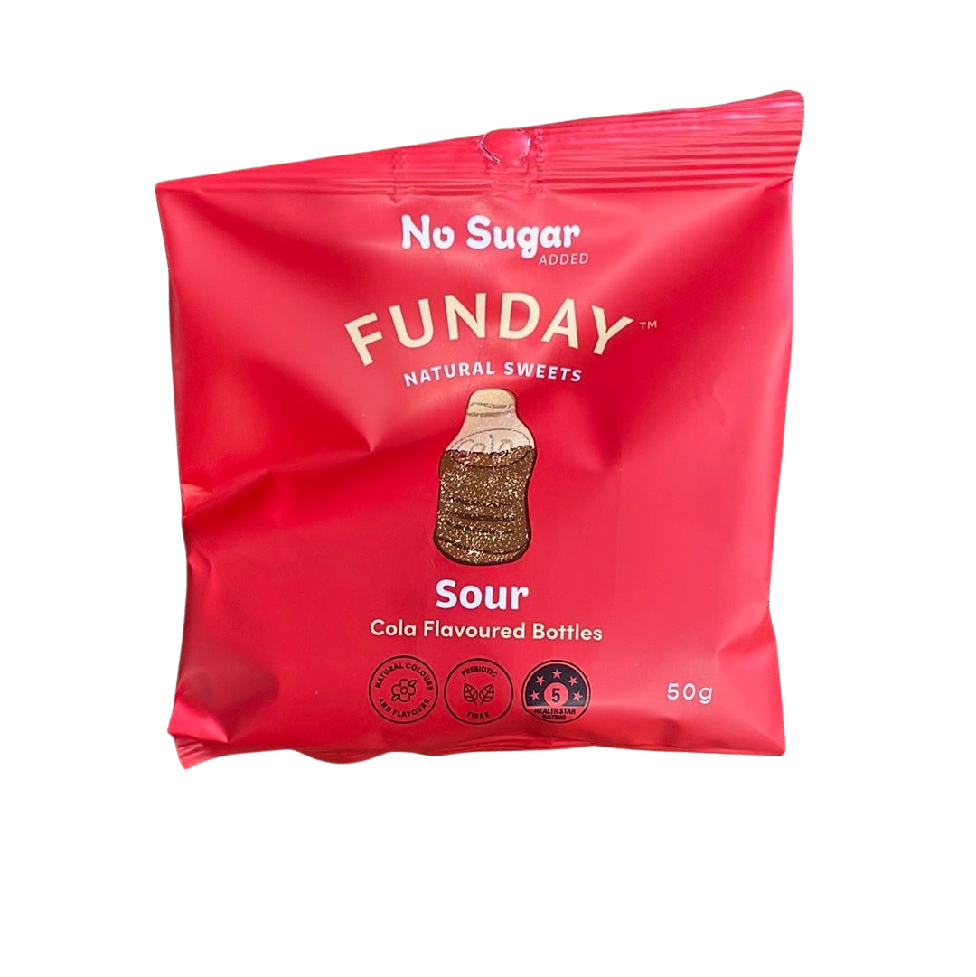 Sour Cola Bottles - Funday No Sugar Lollies 50g