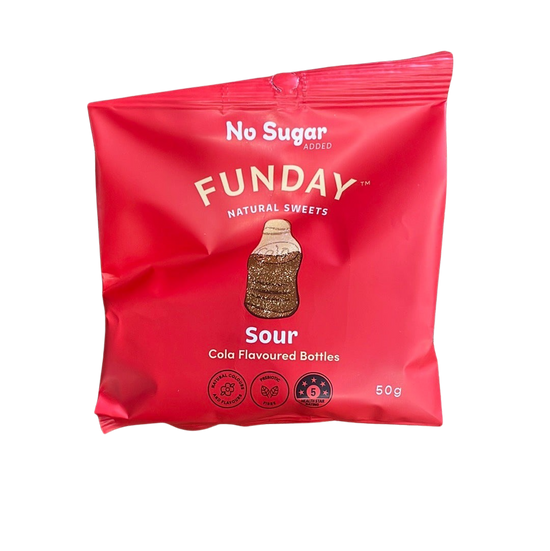 Sour Cola Bottles - Funday No Sugar Lollies 50g