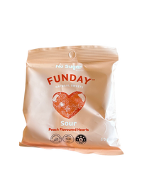 Sour Peach Hearts - Funday No Sugar Lollies 50g